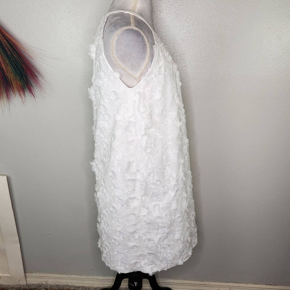 Ann Taylor White High Neck Halter Floral Applique' Mini A Line Dress Size M/L - Picture 5 of 12